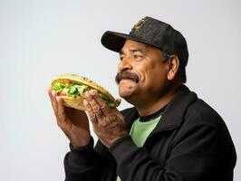 mexicano homem dentro emocional pose em branco fundo ai generativo foto