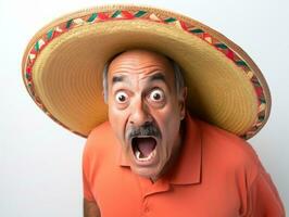 mexicano homem dentro emocional pose em branco fundo ai generativo foto