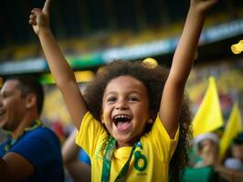 brasileiro criança comemora dele futebol equipes vitória ai generativo foto