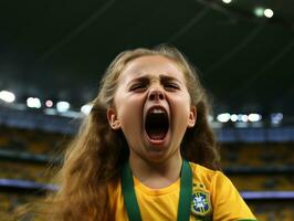 brasileiro criança comemora dele futebol equipes vitória ai generativo foto