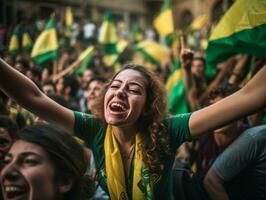 brasileiro mulher comemora dela futebol equipes vitória ai generativo foto