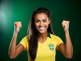 brasileiro mulher comemora dela futebol equipes vitória ai generativo foto