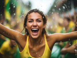 brasileiro mulher comemora dela futebol equipes vitória ai generativo foto