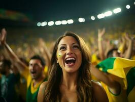 brasileiro mulher comemora dela futebol equipes vitória ai generativo foto