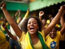 brasileiro mulher comemora dela futebol equipes vitória ai generativo foto