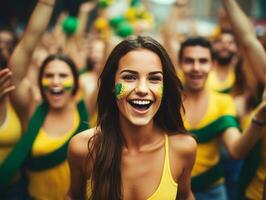 brasileiro mulher comemora dela futebol equipes vitória ai generativo foto