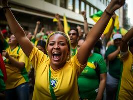 brasileiro mulher comemora dela futebol equipes vitória ai generativo foto