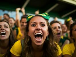 brasileiro mulher comemora dela futebol equipes vitória ai generativo foto