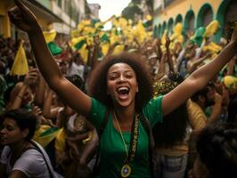 brasileiro mulher comemora dela futebol equipes vitória ai generativo foto