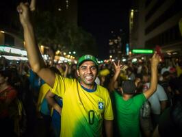 brasileiro homem comemora dele futebol equipes vitória ai generativo foto