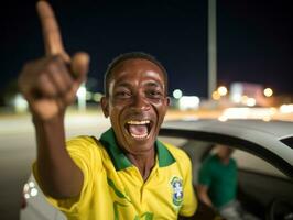 brasileiro homem comemora dele futebol equipes vitória ai generativo foto