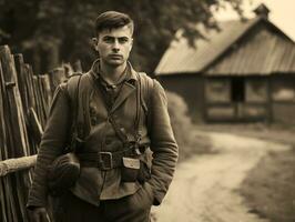 homem serve Como uma dedicada e destemido soldado ai generativo foto