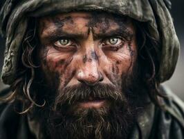 homem serve Como uma dedicada e destemido soldado ai generativo foto