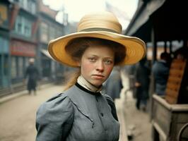 a colori velho fotografia do uma mulher a partir de a cedo 1900 ai generativo foto