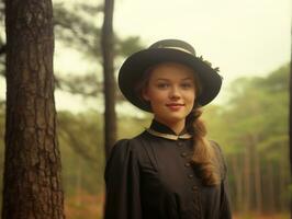 a colori velho fotografia do uma mulher a partir de a cedo 1900 ai generativo foto