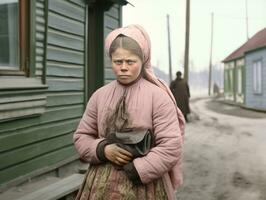 a colori velho fotografia do uma mulher a partir de a cedo 1900 ai generativo foto