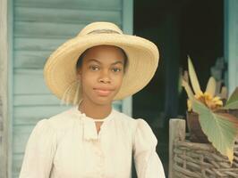 a colori velho fotografia do uma mulher a partir de a cedo 1900 ai generativo foto