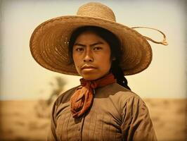 a colori velho fotografia do uma mulher a partir de a cedo 1900 ai generativo foto