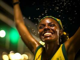 brasileiro mulher comemora dele futebol equipes vitória ai generativo foto