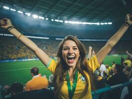 brasileiro mulher comemora dele futebol equipes vitória ai generativo foto