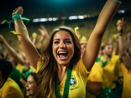 brasileiro mulher comemora dele futebol equipes vitória ai generativo foto