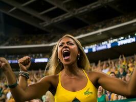 brasileiro mulher comemora dele futebol equipes vitória ai generativo foto