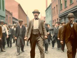 histórico colori foto do uma homem conduzindo uma protesto ai generativo