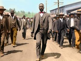 histórico colori foto do uma homem conduzindo uma protesto ai generativo