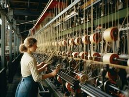 histórico colori foto do uma mulher diariamente trabalhos dentro a passado ai generativo