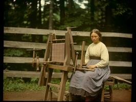 histórico colori foto do uma mulher diariamente trabalhos dentro a passado ai generativo