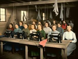 histórico colori foto do uma mulher diariamente trabalhos dentro a passado ai generativo