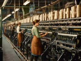 histórico colori foto do uma mulher diariamente trabalhos dentro a passado ai generativo