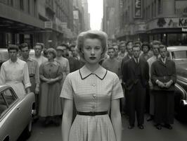 histórico colori foto do uma mulher conduzindo uma protesto ai generativo