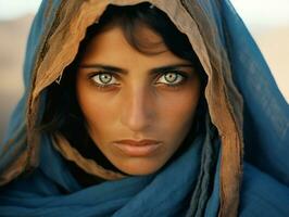 velho colori fotografia do árabe mulher a partir de cedo 1900 ai generativo foto