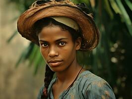 velho colori fotografia do uma brasileiro mulher a partir de a cedo 1900 ai generativo foto