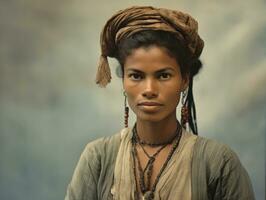 velho colori fotografia do uma brasileiro mulher a partir de a cedo 1900 ai generativo foto