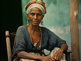 velho colori fotografia do uma brasileiro mulher a partir de a cedo 1900 ai generativo foto