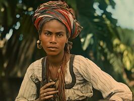 velho colori fotografia do uma brasileiro mulher a partir de a cedo 1900 ai generativo foto