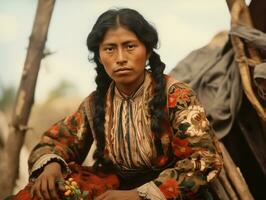 velho colori fotografia do uma mexicano mulher a partir de a cedo 1900 ai generativo foto