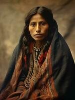 velho colori fotografia do uma mexicano mulher a partir de a cedo 1900 ai generativo foto