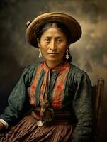 velho colori fotografia do uma mexicano mulher a partir de a cedo 1900 ai generativo foto