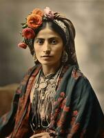 velho colori fotografia do uma mexicano mulher a partir de a cedo 1900 ai generativo foto