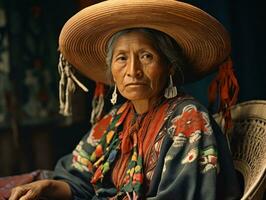 velho colori fotografia do uma mexicano mulher a partir de a cedo 1900 ai generativo foto