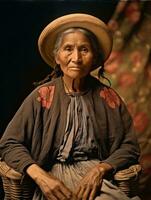 velho colori fotografia do uma mexicano mulher a partir de a cedo 1900 ai generativo foto