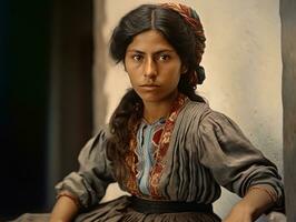 velho colori fotografia do uma mexicano mulher a partir de a cedo 1900 ai generativo foto