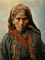 velho colori fotografia do uma mexicano mulher a partir de a cedo 1900 ai generativo foto