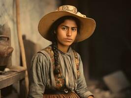 velho colori fotografia do uma mexicano mulher a partir de a cedo 1900 ai generativo foto