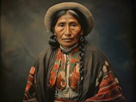 velho colori fotografia do uma mexicano mulher a partir de a cedo 1900 ai generativo foto