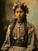 velho colori fotografia do uma mexicano mulher a partir de a cedo 1900 ai generativo foto