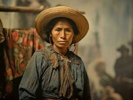 velho colori fotografia do uma mexicano mulher a partir de a cedo 1900 ai generativo foto